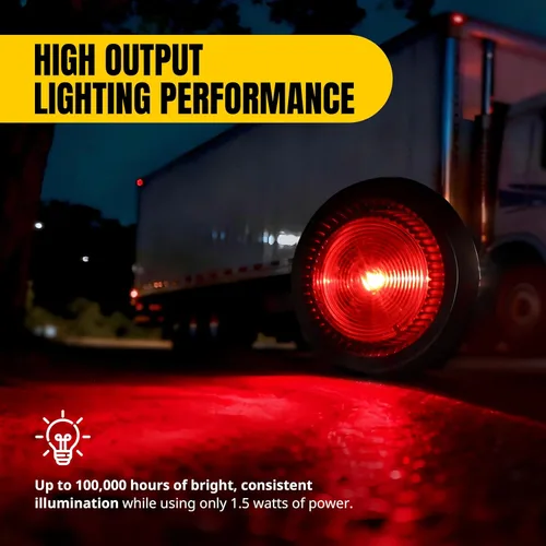 Miniatura 4 de MAXXHAUL 80653 luz LED de balizamiento y gálibo lateral redonda, 2 pulgadas, color rojo con arandela para remolque, camión y RV, paquete de 2