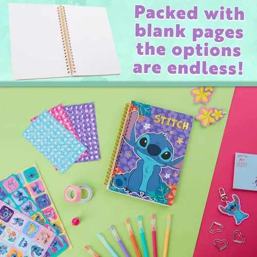 Miniatura 3 de Kit de Diario DIY de Disney Stitch para Niñas y Adolescentes, Lindos Kits de Artes y Manualidades, Cuaderno Espiral A5, Pinzas para el Cabello