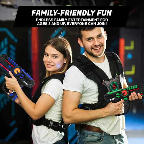 Miniatura 4 de ArmoGear Juego de 4 pistolas láser con chalecos - Juego de combate láser para niños y adultos - Pistolas de juguete con un alcance de 150 pies