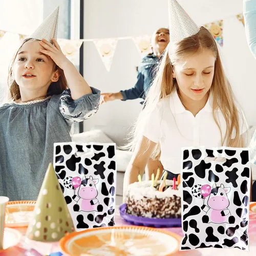 Miniatura 6 de Rainmae 50 bolsas con estampado de vaca, lindas bolsas de regalo de vaca, bolsas de dulces, bolsas de regalo para fiestas temáticas de animales
