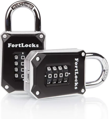 Miniatura 7 de FortLocks - Candado de combinación de 4 dígitos, resistente, de acero inoxidable endurecido, resistente a la intemperie y al aire libre, fácil
