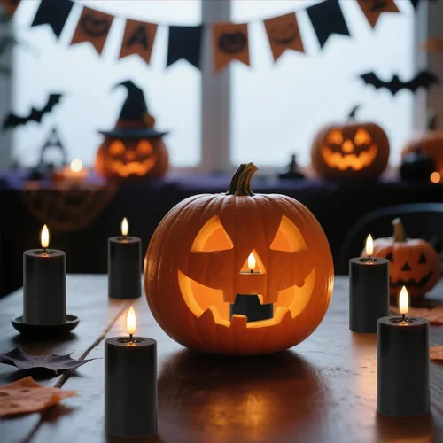 Miniatura 6 de Decoraciones de Halloween Velas de Superficie de Espejo con Control Remoto Temporizador, Funcionan con Baterías 6pcs Velas Votivas LED de Cera Real