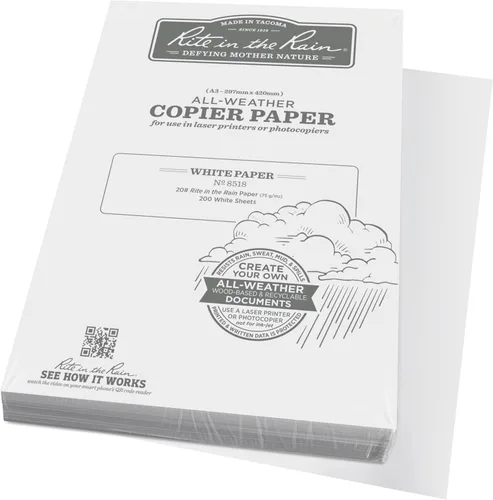 Miniatura 9 de Rite In The Rain Papel de impresora láser resistente a la intemperie, tamaño de papel A4 8.3 x 11.7 in, 20 # blanco, paquete de 200 hojas (No. 8512)