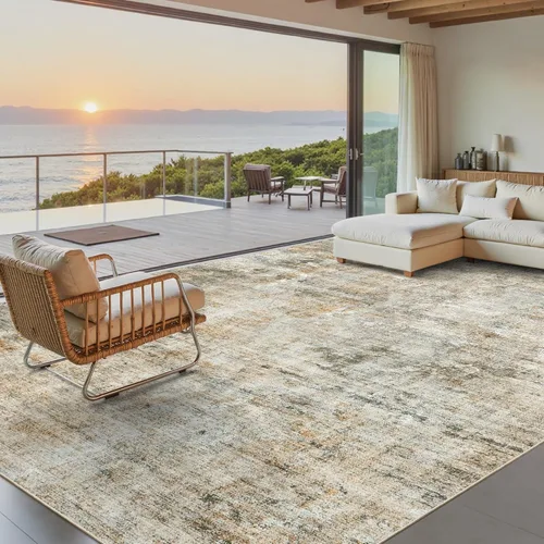 Miniatura 220 de Alfombra de pasillo Soalmost 2'6" x 10' lavable, alfombra antideslizante para cocina, baño, lavandería, alfombras vintage ultra delgadas para Beige