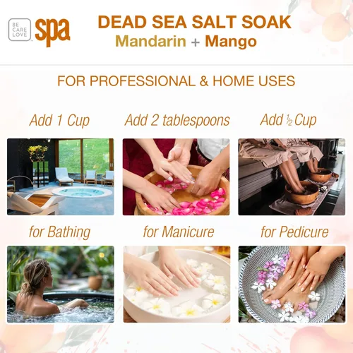 Miniatura 5 de BCL Spa Mandarin Mango Sal del Mar Muerto - Remojo profesional que desafía la edad para pedicura, manicura y sales de baño, suaviza la piel, remojo
