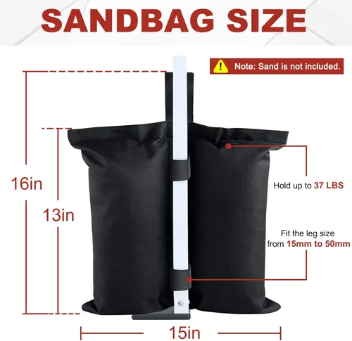 Miniatura 2 de ABCCANOPY Pesas de toldo de 120 libras, bolsas de arena para carpa de glorieta, paquete de 4 unidades (negro)