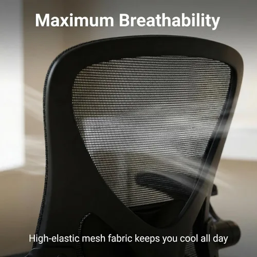 Miniatura 6 de Silla de oficina con soporte lumbar ajustable y reposabrazos abatibles, silla ergonómica de escritorio de computadora con respaldo alto con cojín