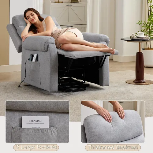 Miniatura 7 de LOUVIXA Silla reclinable eléctrica para personas mayores con calor y masaje, silla reclinable para sala de estar con posición infinita y bolsillo