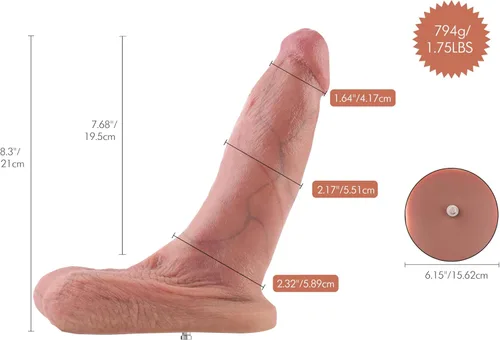 Miniatura 3 de Hismith Consolador Ultra Realista de Doble Densidad de 8.3" con Bolas 3D, Dong de 7.68" de Longitud Insertable con Sistema KlicLok para Usuario