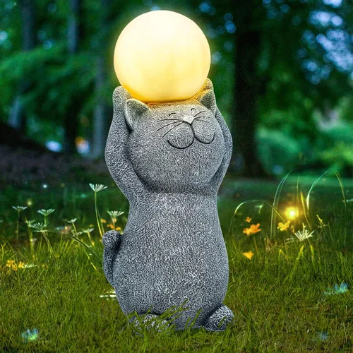 Miniatura 12 de Luces solares de jardín para exteriores, estatuas de oso negro con girasoles, decoración de escultura, regalos de madre para mujeres, hombres