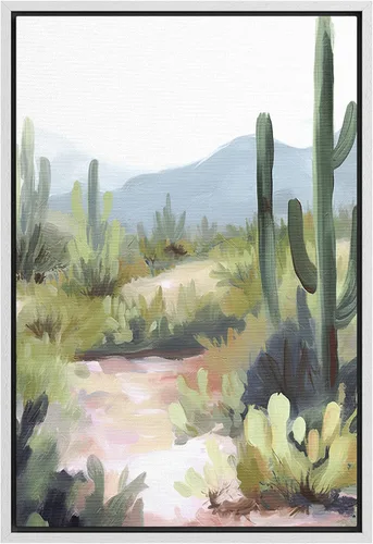 Miniatura 49 de SIGNFORD Lienzo enmarcado para pared, camino del desierto con cactus, naturaleza silvestre, ilustraciones modernas, arte decorativo, rústico