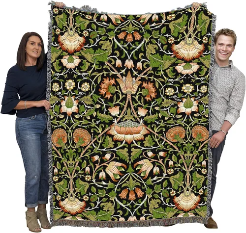 Miniatura 22 de Pure Country Weavers William Morris Lodden Cornflower Blanket - Artes y Oficios - Tapiz Decorativo de Regalo Tejido de Algodón - Fabricado