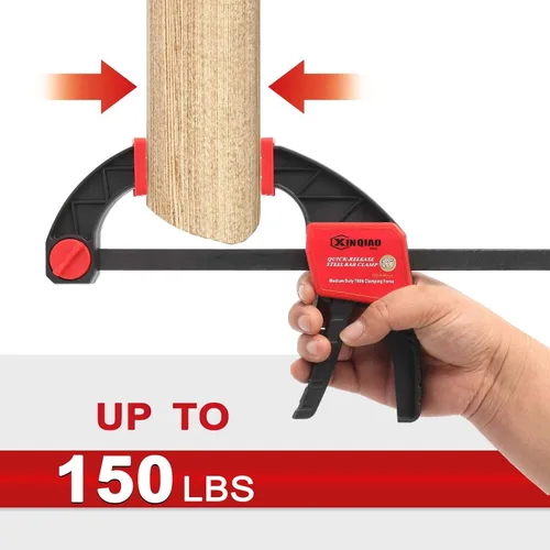 Miniatura 5 de XINQIAO Abrazaderas de barra para carpintería de 12 pulgadas (2) abrazaderas de madera, esparcidor con una sola mano con 150 libras para soluciones