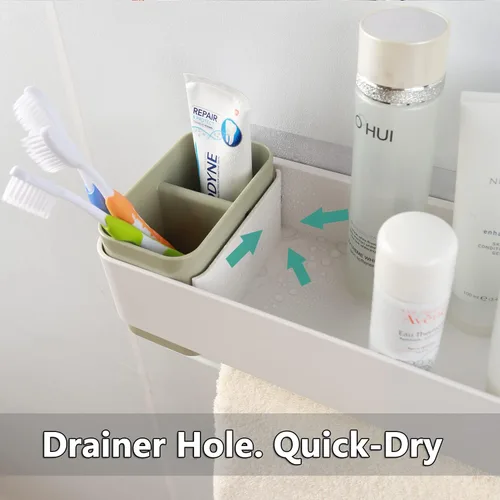 Miniatura 4 de Organizador de pared para baño, adhesivo de almacenamiento, pequeño apartamento básico para ducha, color verde