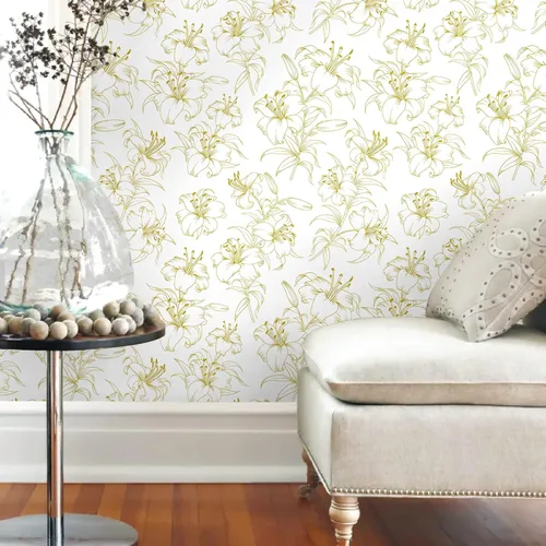 Miniatura 6 de Papel tapiz autoadhesivo y removible de 78.7 x 17.3 pulgadas, papel de contacto blanco y amarillo, papel tapiz floral autoadhesivo extraíble