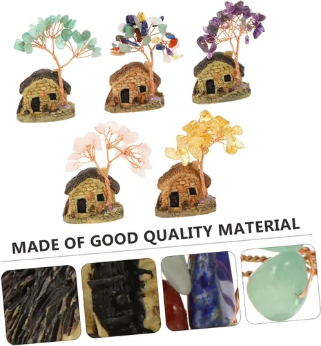 Miniatura 3 de Cabilock Adorno de árbol de piedras preciosas de cristal para árbol de dinero, mini oficina resina, árbol de dinero