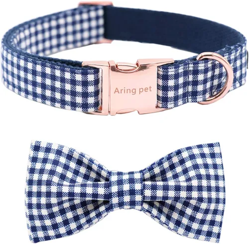 Miniatura 23 de ARING PET Collar de perro con corbatín, collares de terciopelo para perros con corbatín extraíble, collar de lazo ajustable para perros hembras