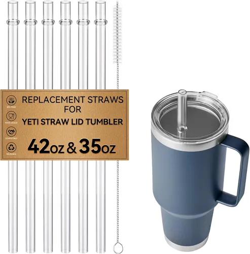 Miniatura 12 de Pajitas para vasos YETI de 25 onzas y 26 onzas, popote de repuesto para vasos Yeti Rambler con tapa de pajilla, popote de plástico transparente