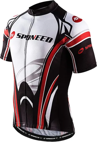 sponeed Camisetas de ciclismo para hombre, camisetas de ciclismo de manga corta, chaqueta de bicicleta con cremallera completa con bolsillos