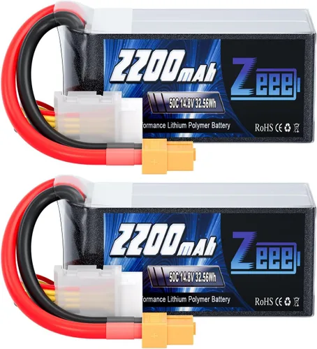 Zeee 4S 2200mAh Shorty Lipo Batería 50C 14.8V Soft Pack Batería RC con conector XT60 para RC Car Truck RC Boat Airplane Helicopter Drone FPV UAV RC