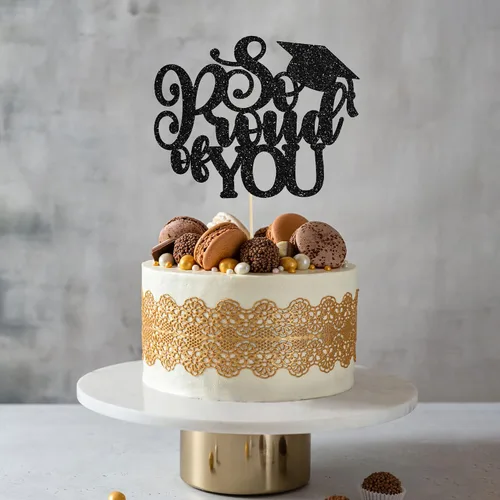 Miniatura 7 de 1 pieza de topper de pastel "Ephlyn" tan orgulloso de ti con diploma dorado, gorra de graduación, adorno de pastel, felicitaciones, clase de 2025