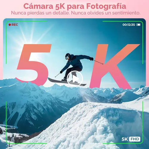 Miniatura 2 de Cámara digital 5K para fotografía, cámara de vlogging WiFi UHD de 75 megapíxeles para YouTube, cámara compacta con pantalla abatible de 3" 180°, Rosa