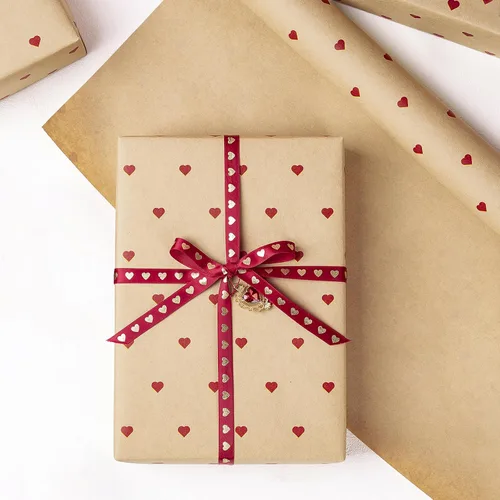 Miniatura 9 de RUSPEPA Rollo de papel de regalo de corazón para niñas, mini rollo, papel de estraza de papel de estraza con patrones de corazón dibujado a mano