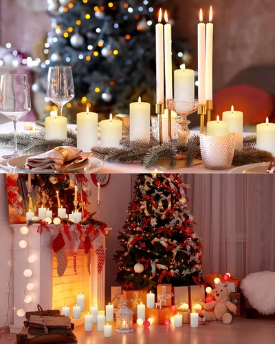 Miniatura 4 de Leelosp Paquete de 6 velas sin llama con temporizador remoto, velas parpadeantes sin llama a granel a granel LED para bodas, festivales, decoración