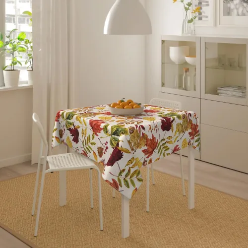 Miniatura 5 de Sweetshow Fall Square Tablecloth 52x52 Inch Fallen Leaves Maple Leaf Print Autumn Thanksgiving Harvest Themed Holiday Wooden Pattern Decorative
