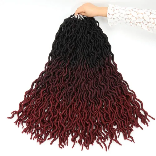 Miniatura 6 de Eliza Rastas gitanas onduladas de 18 pulgadas, cabello de ganchillo suave, 6 paquetes de trenzas sintéticas de diosa, raíces africanas, extensiones