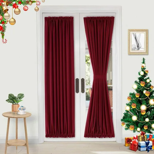 Miniatura 11 de DWCN Cortinas para puerta francesa: cortina térmica con bolsillo para barra para puertas con ventana de vidrio, puertas de cocina y patio