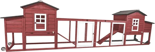 Miniatura 11 de PetsCosset Gallinero de 136 pulgadas con ruedas, gallinero de madera para patio trasero al aire libre para 1-6 pollos, jaula de aves de corral de 2