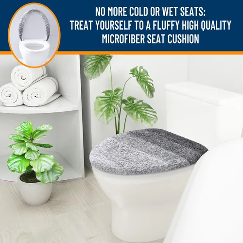 Miniatura 8 de OLANLY Funda de Asiento de Inodoro de Microfibra Suave para Baño, Fundas Lavables a Máquina, 17.5x15 Pulgadas, con Soporte de Goma que se Mantiene