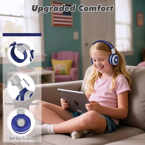 Miniatura 7 de Paquete de 2 auriculares Bluetooth SIMOLIO para adolescentes, auriculares para niños con 75 dB, 85 dB, volumen limitado de 94 dB, auriculares