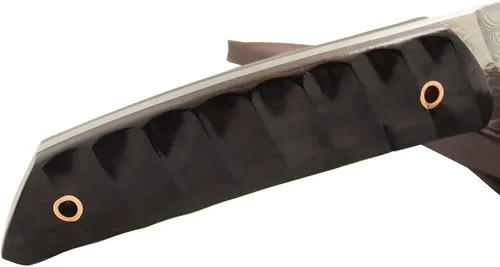 Miniatura 5 de MASALONG VG10 Damasco Short tanto cuchillo kni198 Hoja fija de espiga completa (mango negro)