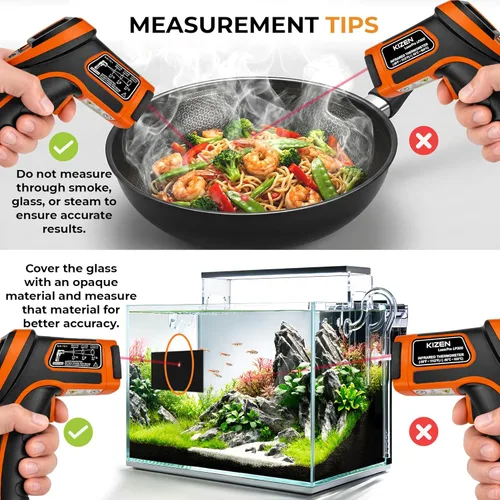 Miniatura 9 de Kizen LaserPro LP300 - Termómetro infrarrojo sin contacto, pistola de temperatura láser digital con pantalla LCD -58.0 °F ~ 1,112.0 °F, emisividad