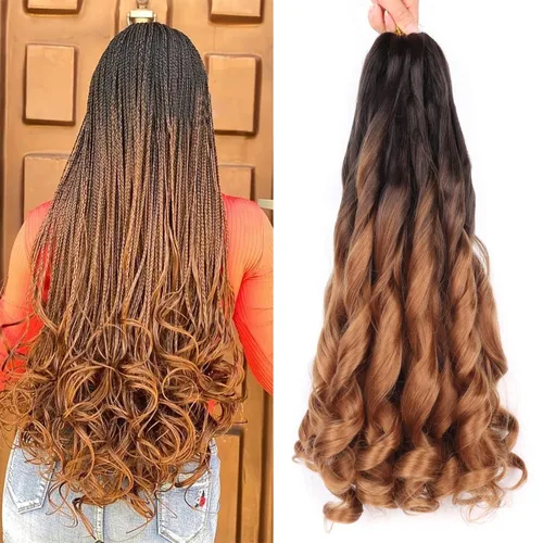 Miniatura 45 de Cabello rizado francés trenzado de 10 pulgadas, color 4, cabello rizado preestirado, 8 paquetes de trenzas de ganchillo de rizo francés para trenzas
