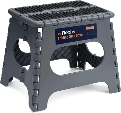 Miniatura 14 de Flottian Taburete plegable de 9 pulgadas para adultos y niños con capacidad para hasta 300 libras, taburetes plegables antideslizantes con asa