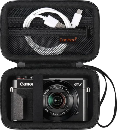 Miniatura 12 de Canboc Funda de transporte para cámara digital Canon PowerShot G7X Mark III/G7X Mark II/SX740/SX730, bolsillo de malla compatible con cable USB