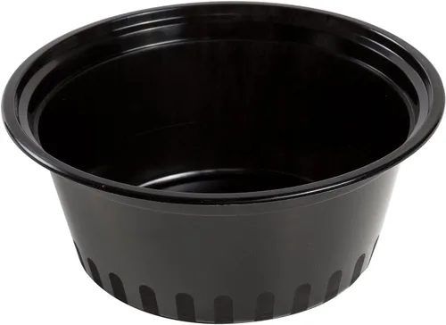 Miniatura 2 de AmerCare Recipiente redondo de plástico negro de 7 pulgadas con tapa, 38 onzas para microondas o congelador, paquete de 150