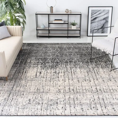 SAFAVIEH Retro Collection - Alfombra de área de 8 x 10 pies, negro y gris claro, diseño abstracto moderno, no desprende pelusa y de fácil cuidado,