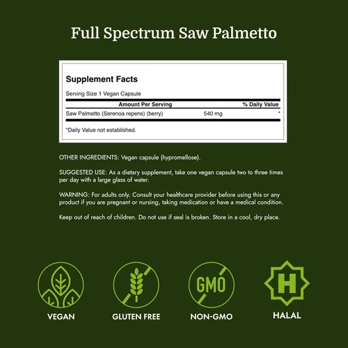 Miniatura 4 de Swanson Saw Palmetto - Suplemento de hierbas que promueve el apoyo a la salud de la próstata masculina - Suplemento natural para el cabello y apoyo