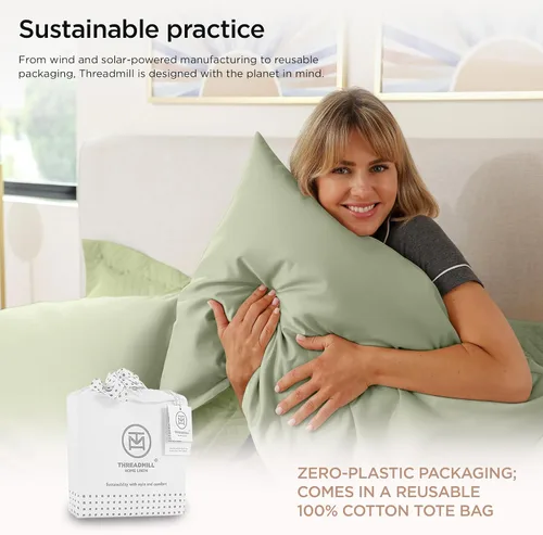 Miniatura 13 de Threadmill Sábanas de Lujo de Algodón Supima, Sábanas de 100% Algodón Suave de 1200 Hilos de Lujo para Cama de Tamaño Completo, Juego de 4 Sábanas