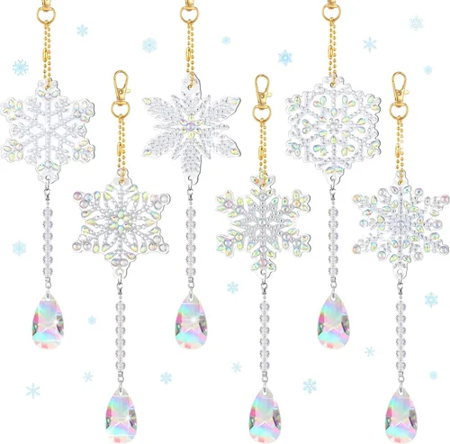 Miniatura 9 de Juego de 6 carillones de viento de cristal con diseño de Jay azul con diseño de diamantes 5D, adornos azules de invierno, adornos de Jay de doble
