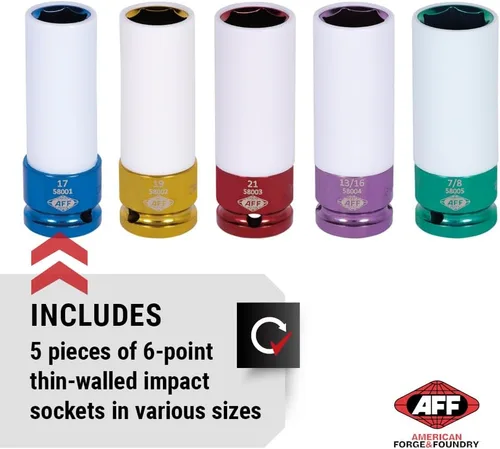 Miniatura 2 de AFF Juego de dados de impacto de rueda Mag, juego de 5 piezas de 1/2", 58006