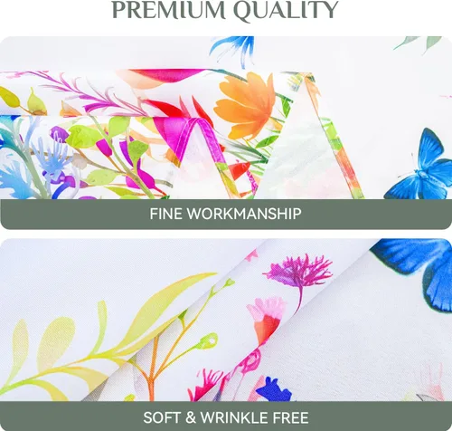 Miniatura 5 de Softalker Mantel rectangular de primavera – Mantel decorativo impermeable con patrón floral de Pascua, resistente a las manchas, sin arrugas