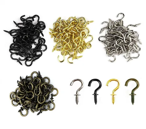 Ganchos de techo pequeños de 1/2 pulgadas, ganchos de vaso atornillados, ganchos de luz de tornillo de 1/2 pulgada, ganchos de joyería para
