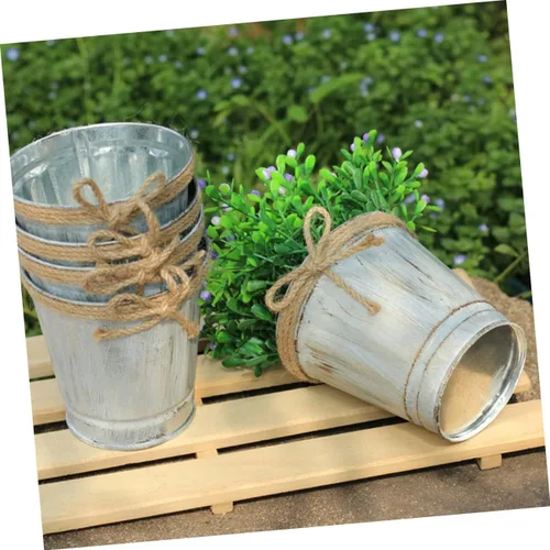 Miniatura 8 de Cabilock Jarrón de metal de hierro Shabby Chic jarrón vintage galvanizado de riego mini jarra de leche jarra de leche rústico contenedor contenedor