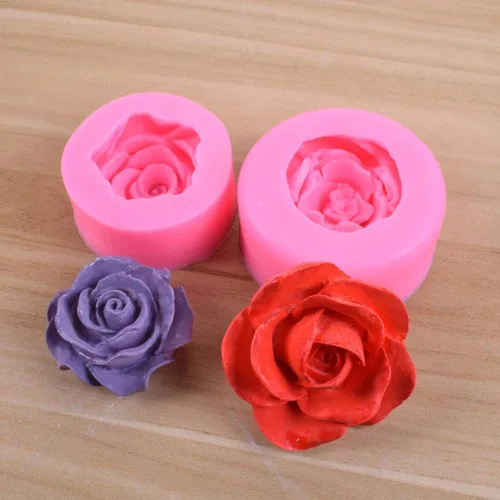 Miniatura 3 de OBTANIM 2 moldes de silicona para fondant de flores de rosas 3D Bloom para pastel de chocolate, jabón, dulces, pastelería, postre