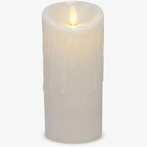 Miniatura 8 de Luminara - Vela LED sin llama con goteo de cera, blanca, 7.6 cm x 16.5 cm, función de temporizador, columna de cera real, funciona con pilas, sin